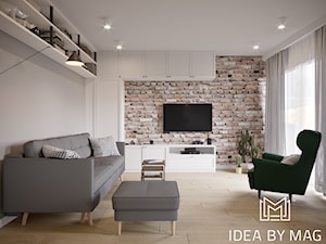 Klasyczny loft - Średni biały szary salon, styl industrialny - zdjęcie od Idea by Mag.