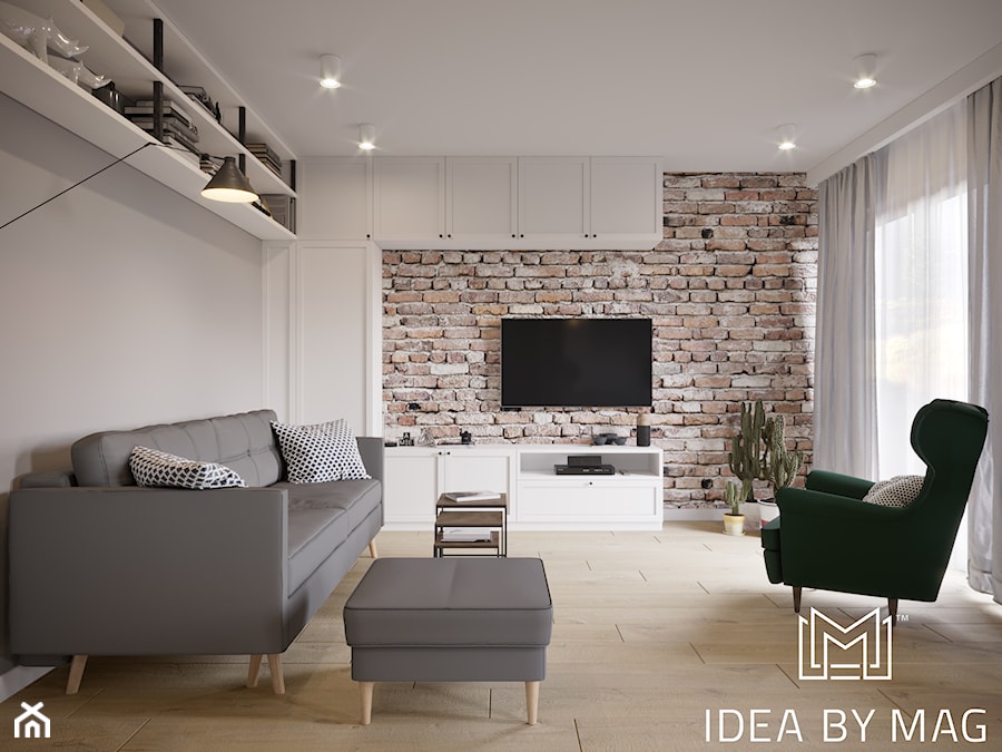 Klasyczny loft - Średni biały szary salon, styl industrialny - zdjęcie od Idea by Mag.