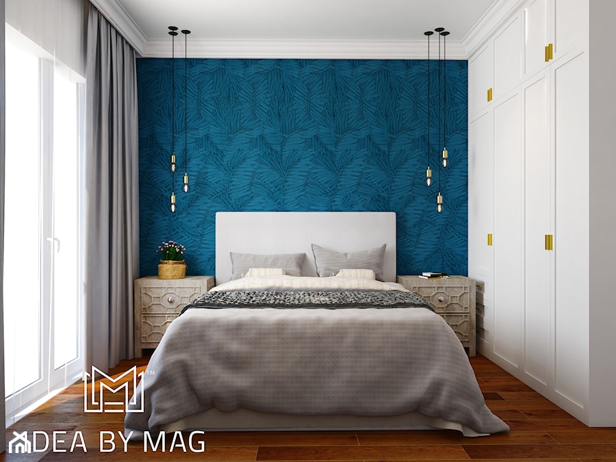 Verbel Soho Factory - Mała biała niebieska sypialnia, styl nowoczesny - zdjęcie od Idea by Mag.