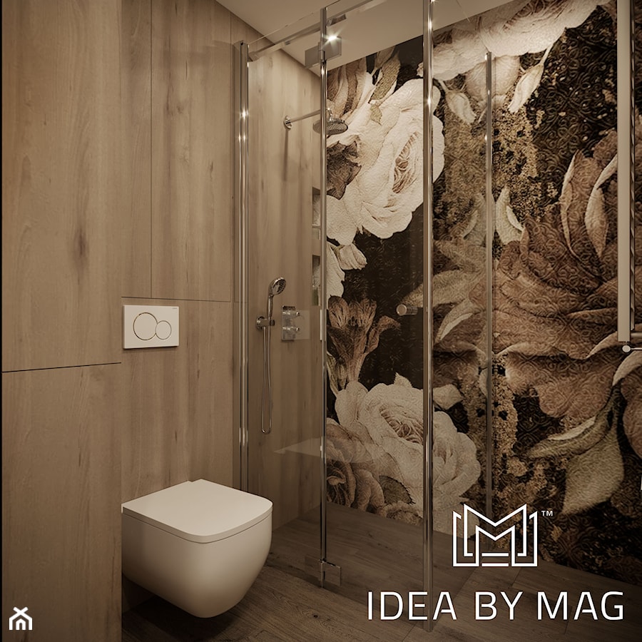 Nowoczesne wnętrze z nutą koloru - Mała bez okna z punktowym oświetleniem łazienka, styl nowoczesny - zdjęcie od Idea by Mag.