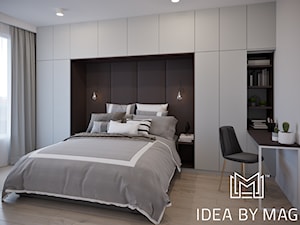 Szara elegancja - Średnia biała z biurkiem sypialnia, styl nowoczesny - zdjęcie od Idea by Mag.