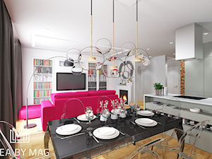 Port Praski - Średnia biała szara jadalnia w salonie, styl nowoczesny - zdjęcie od Idea by Mag.