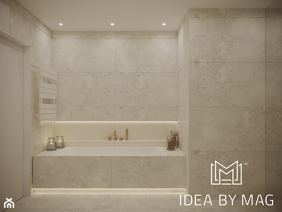 Szara elegancja - Średnia bez okna z punktowym oświetleniem łazienka, styl nowoczesny - zdjęcie od Idea by Mag.