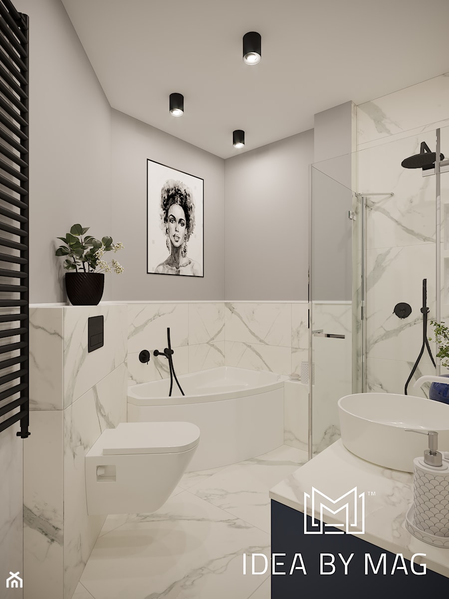 Projekt segmentu w klasycznym stylu - Średnia bez okna z punktowym oświetleniem łazienka, styl tradycyjny - zdjęcie od Idea by Mag.