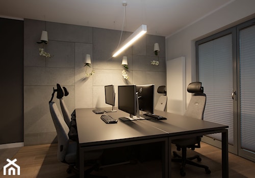 Małe biuro - Średnie białe czarne szare biuro, styl nowoczesny - zdjęcie od DEKA DESIGN