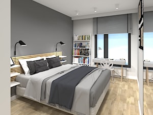 Pazur Chińskiego Smoka - Średnia biała szara z biurkiem sypialnia, styl skandynawski - zdjęcie od DEKA DESIGN
