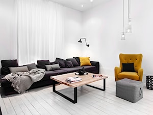 Apartament w Sopocie. Wyjątkowy. - Duży biały salon, styl skandynawski - zdjęcie od DEKA DESIGN