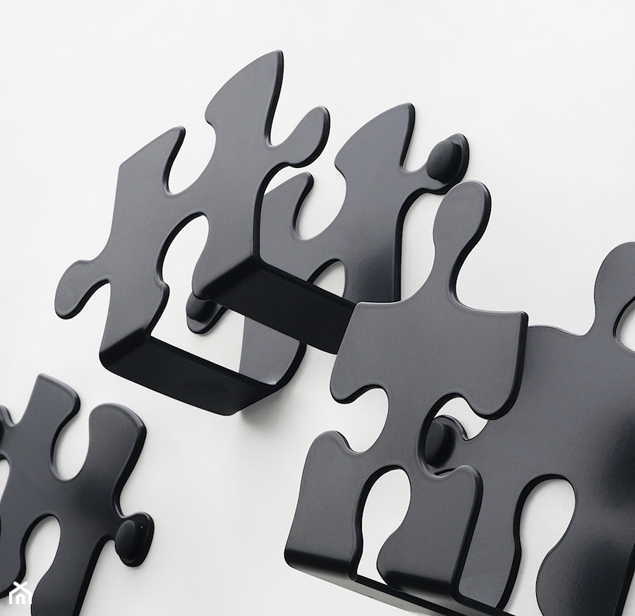 Zestaw wieszaków Puzzle w wersji czarnej - zdjęcie od Laskowscy Design