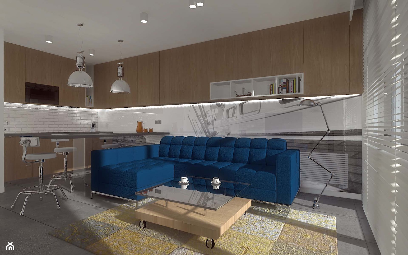 Projekt wnętrza morskiego apartamentu - Salon, styl tradycyjny - zdjęcie od Mobiliani Design - Homebook