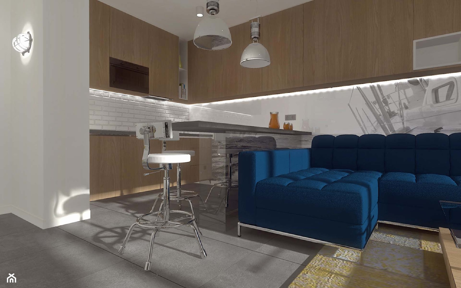 Projekt wnętrza morskiego apartamentu - Kuchnia, styl tradycyjny - zdjęcie od Mobiliani Design - Homebook