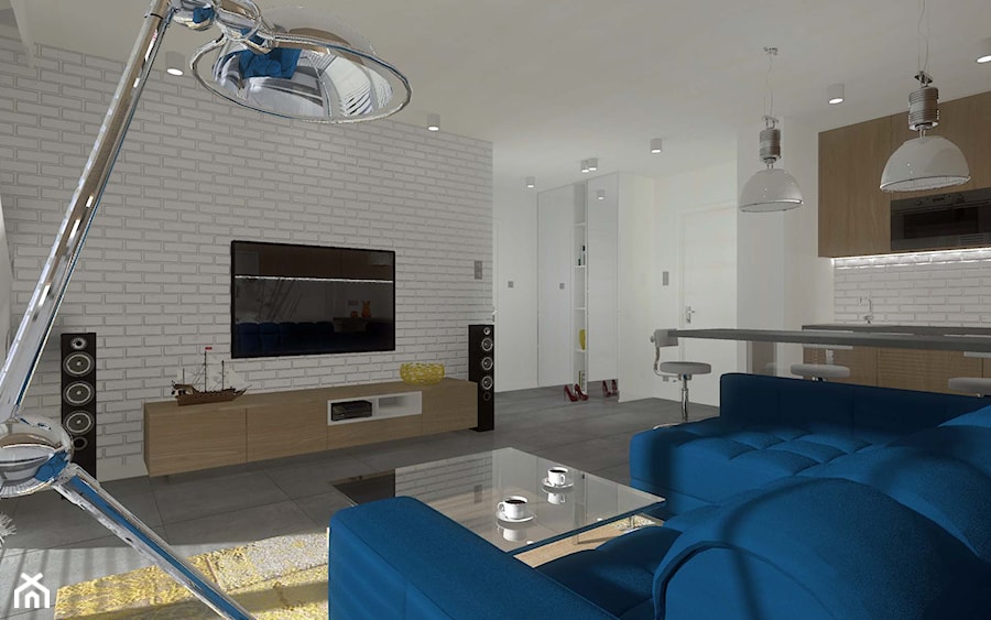 Projekt wnętrza morskiego apartamentu - Salon, styl tradycyjny - zdjęcie od Mobiliani Design