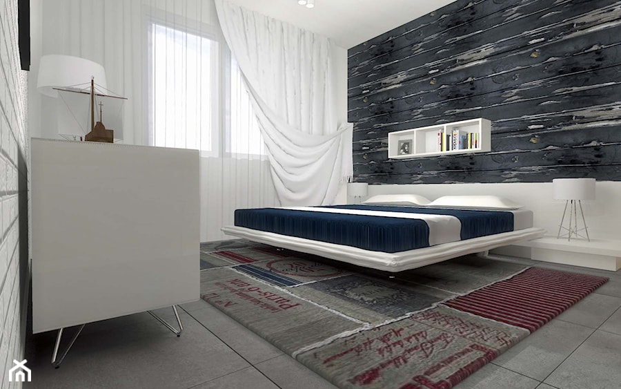 Projekt wnętrza morskiego apartamentu - Sypialnia, styl tradycyjny - zdjęcie od Mobiliani Design