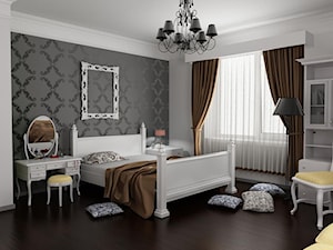 Duża biała szara sypialnia, styl nowoczesny - zdjęcie od Angelika Kozanecka