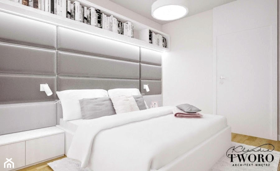 Kolorowy Gocław 2 - Mała biała sypialnia - zdjęcie od Klaudia Tworo Projektowanie Wnętrz