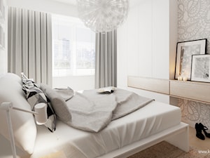 Sypialnia rodziców - Średnia biała szara sypialnia, styl nowoczesny - zdjęcie od Klaudia Tworo Projektowanie Wnętrz