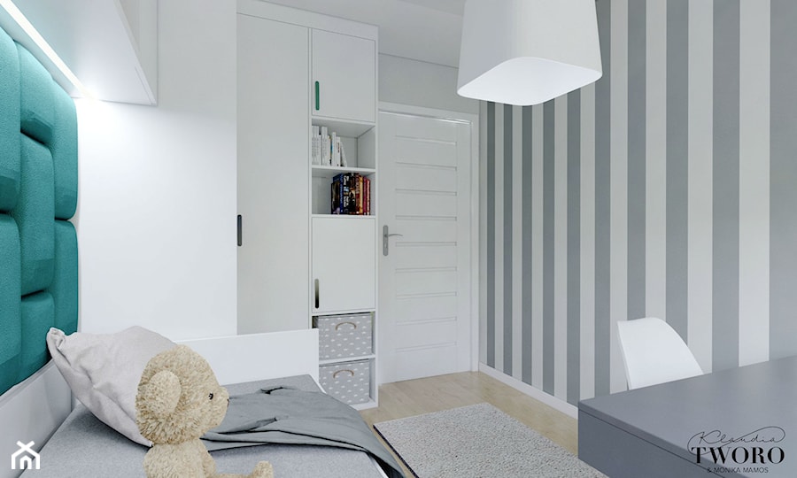 Mieszkanie w Konstantynowie Łódzkim - Średni szary pokój dziecka dla nastolatka dla chłopca, styl nowoczesny - zdjęcie od Klaudia Tworo Projektowanie Wnętrz