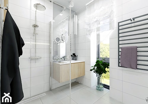 Mała na poddaszu łazienka z oknem, styl nowoczesny - zdjęcie od Klaudia Tworo Projektowanie Wnętrz