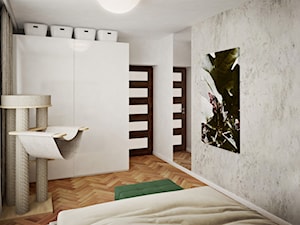 Sypialnia z klepką na podłodze - Sypialnia, styl nowoczesny - zdjęcie od Klaudia Tworo Projektowanie Wnętrz