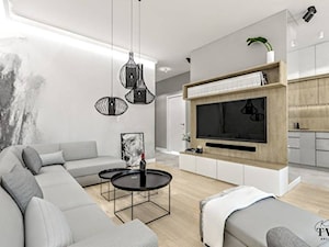 Villa Nobile 2 - Mały biały salon z kuchnią, styl nowoczesny - zdjęcie od Klaudia Tworo Projektowanie Wnętrz