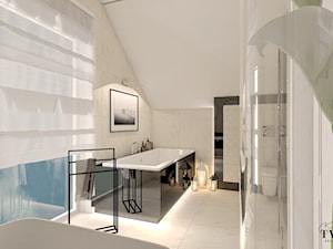 Dom w Aurorach - Średnia na poddaszu łazienka z oknem - zdjęcie od Klaudia Tworo Projektowanie Wnętrz