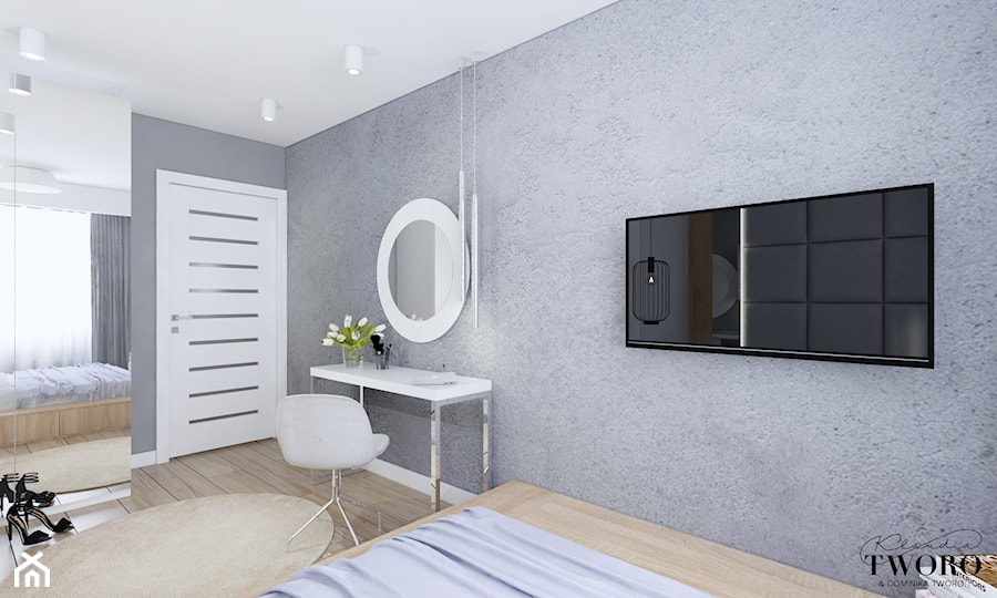 Mieszkanie w Konstantynowie Łódzkim - Średnia szara sypialnia, styl nowoczesny - zdjęcie od Klaudia Tworo Projektowanie Wnętrz