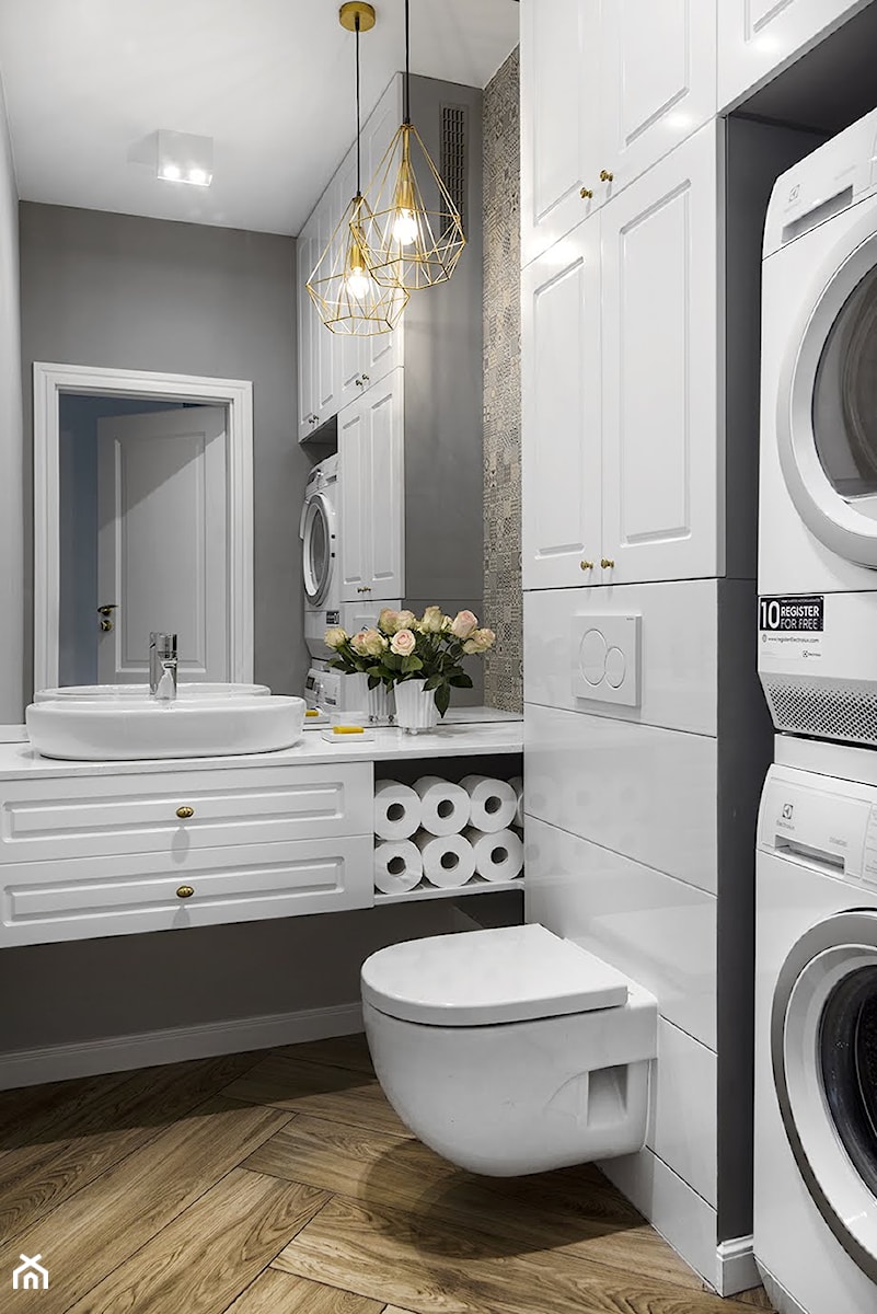 Stylizowana łazienka z jodełką i patchworkiem - zdjęcie od Klaudia Tworo Projektowanie Wnętrz