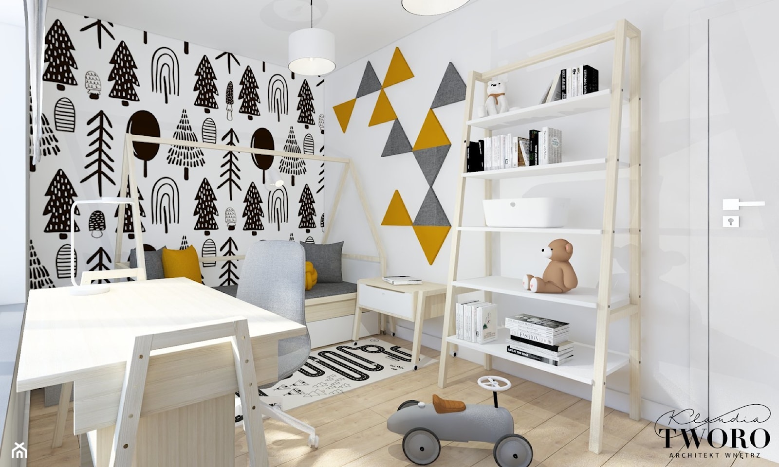 Pokój dziecka z żółtymi idodatkami - zdjęcie od Klaudia Tworo Projektowanie Wnętrz - Homebook