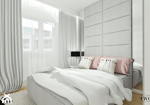 Mieszkanie w Łodzi - Średnia biała sypialnia z balkonem / tarasem - zdjęcie od Klaudia Tworo Projektowanie Wnętrz