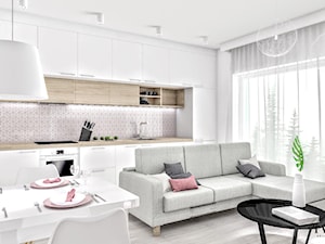 Mieszkanie w Łodzi - Duży salon z kuchnią z jadalnią - zdjęcie od Klaudia Tworo Projektowanie Wnętrz