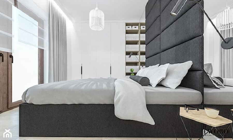 Villa Nobile 2 - Średnia biała sypialnia, styl nowoczesny - zdjęcie od Klaudia Tworo Projektowanie Wnętrz