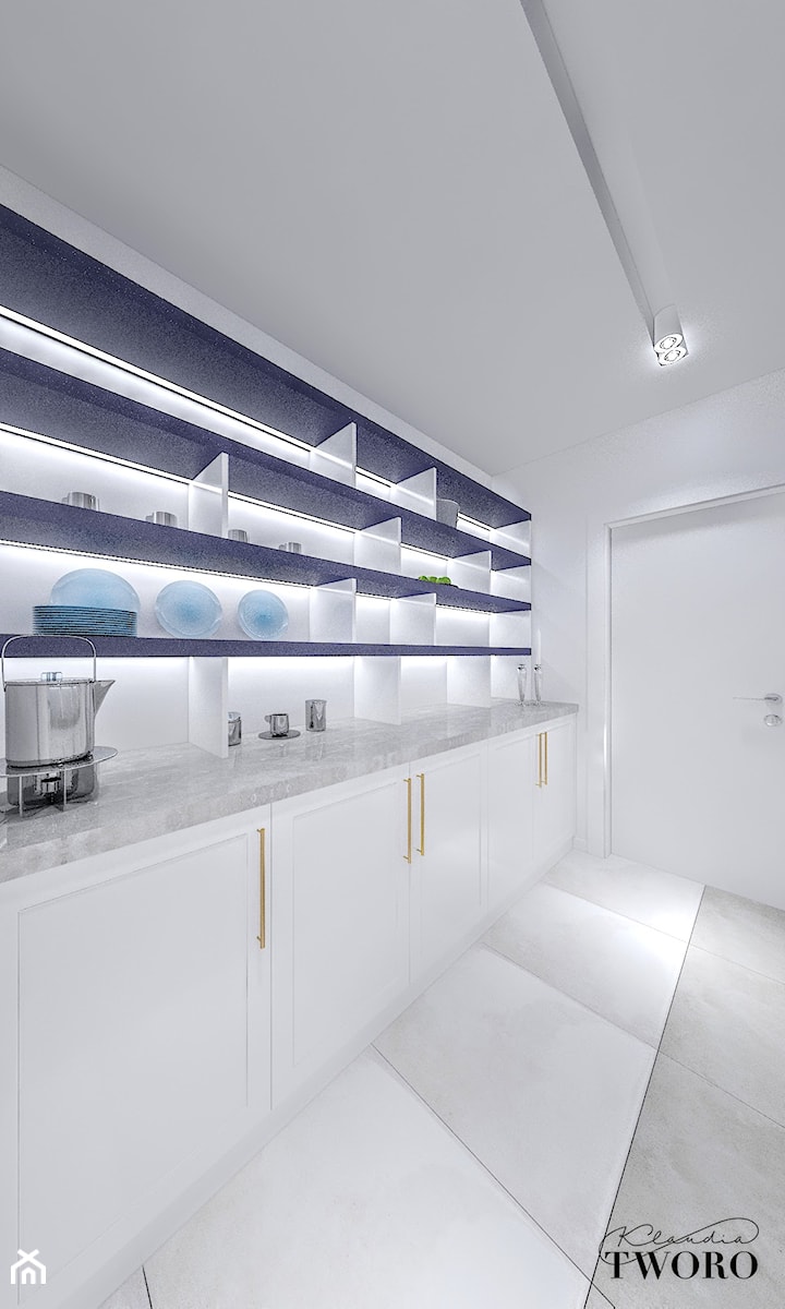 Dom w Jarocinie - Średnia zamknięta z kamiennym blatem biała kuchnia jednorzędowa, styl nowoczesny - zdjęcie od Klaudia Tworo Projektowanie Wnętrz