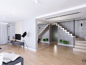 Dom Orońsko - Duży szary salon, styl nowoczesny - zdjęcie od Klaudia Tworo Projektowanie Wnętrz