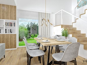 Dom w Jarocinie - Średnia biała jadalnia w salonie, styl nowoczesny - zdjęcie od Klaudia Tworo Projektowanie Wnętrz