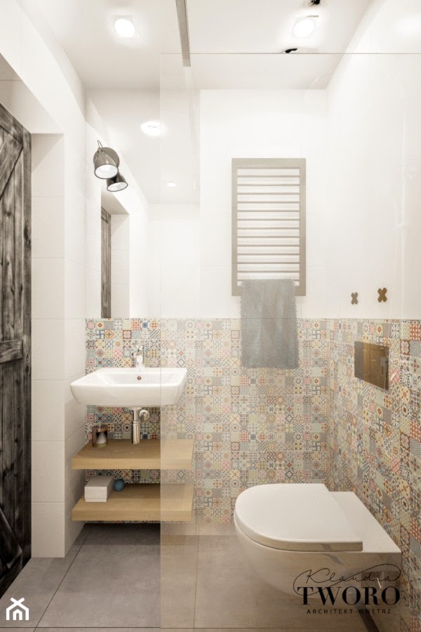 Mieszkanie_1 - Mała na poddaszu bez okna łazienka - zdjęcie od Klaudia Tworo Projektowanie Wnętrz