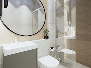 Łazienka z okrągłym lustrem - zdjęcie od Klaudia Tworo Projektowanie Wnętrz