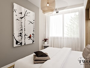 Kolorowy Gocław 2 - Mała beżowa szara sypialnia - zdjęcie od Klaudia Tworo Projektowanie Wnętrz