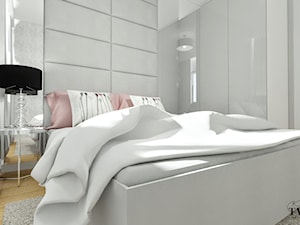 Mieszkanie w Łodzi - Średnia biała szara sypialnia - zdjęcie od Klaudia Tworo Projektowanie Wnętrz