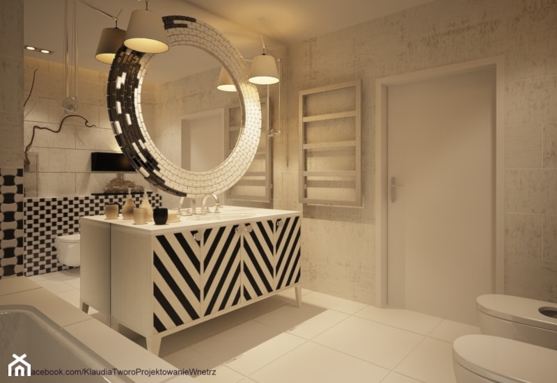 Łazienka i lustro w lustrze - zdjęcie od Klaudia Tworo Projektowanie Wnętrz - Homebook