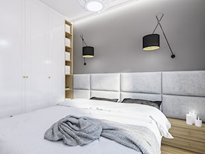 Elegancka sypialnia w bielach i szarościach - zdjęcie od Klaudia Tworo Projektowanie Wnętrz