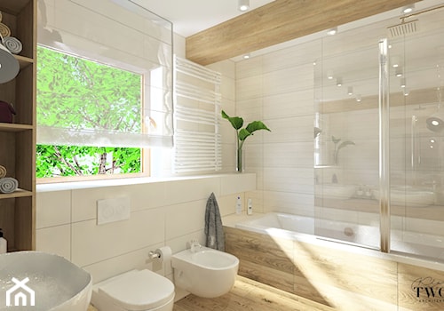 Dom Warszwa - Mała na poddaszu łazienka z oknem - zdjęcie od Klaudia Tworo Projektowanie Wnętrz