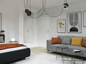 Szare z białym - 2 sypialnie i 2 biura - Sypialnia, styl skandynawski - zdjęcie od Klaudia Tworo Projektowanie Wnętrz