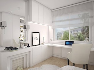 Żoliborz Artystyczny 88,5 - Mała biała z biurkiem sypialnia, styl nowoczesny - zdjęcie od Klaudia Tworo Projektowanie Wnętrz