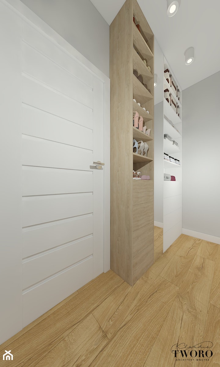 Dom Warszwa - Mała otwarta garderoba - zdjęcie od Klaudia Tworo Projektowanie Wnętrz