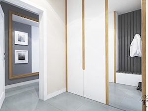 Dom Sadkowice - Średni z wieszakiem biały szary hol / przedpokój, styl nowoczesny - zdjęcie od Klaudia Tworo Projektowanie Wnętrz