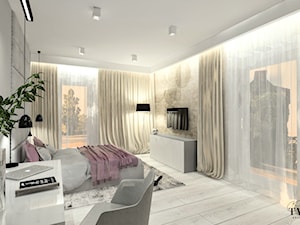 Dom w Sopocie - Średnia szara z biurkiem sypialnia - zdjęcie od Klaudia Tworo Projektowanie Wnętrz