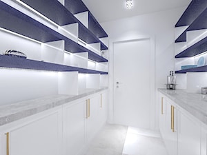 Dom w Jarocinie - Średnia zamknięta z kamiennym blatem biała z lodówką wolnostojącą kuchnia dwurzędowa, styl nowoczesny - zdjęcie od Klaudia Tworo Projektowanie Wnętrz
