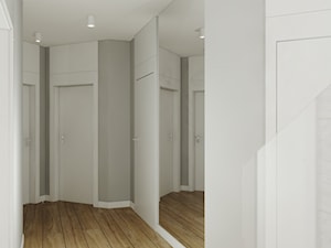 Dom pod Łodzią - Średni biały szary hol / przedpokój, styl nowoczesny - zdjęcie od Klaudia Tworo Projektowanie Wnętrz