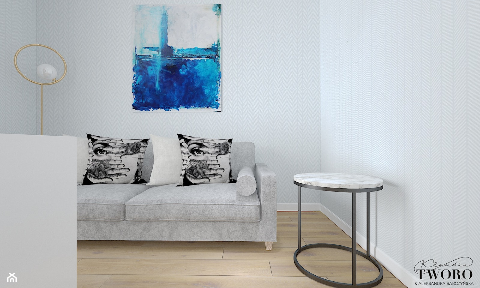 Dom w Jarocinie - Średnie w osobnym pomieszczeniu z sofą białe biuro, styl nowoczesny - zdjęcie od Klaudia Tworo Projektowanie Wnętrz - Homebook