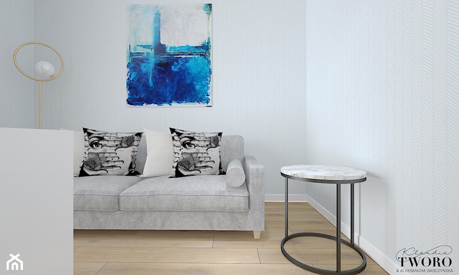 Dom w Jarocinie - Średnie w osobnym pomieszczeniu z sofą białe biuro, styl nowoczesny - zdjęcie od Klaudia Tworo Projektowanie Wnętrz