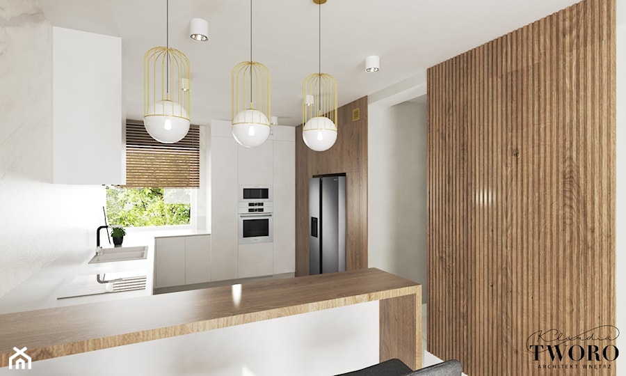 Brąz/złoto kuchnia + łazienka - Kuchnia, styl nowoczesny - zdjęcie od Klaudia Tworo Projektowanie Wnętrz